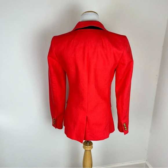 J. Crew Rhodes Linen Blazer Jacket Red Orange Gold Buttons Size 00 - Picture 6 of 6
